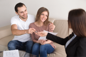 First-time home buyer meeting best mortgage lenders for first-time buyers